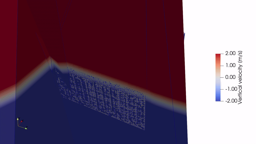 Vertical velocity of the soil when subjected to the pulse load.